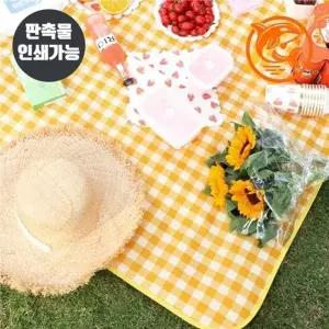 (색상 옐로우)보호 방수 캠핑 피크닉 대형 체크 매트 휴대용 야외 담요