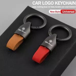 금속/가죽 자동차 로고 키 체인 키링 인테리어 액세서리 알파 로메오 4C 159 166 스파이더 줄리아 줄리에타