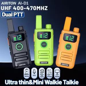 AIRITON AI-D1 미니 워키토키 초박형 듀얼 PTT 타입-C 충전기 400-470MHZ VOX UHF 라디오 캠핑 사냥용