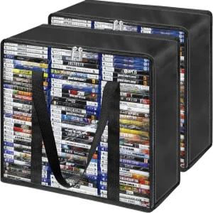 PUTNATRUE 보관 가방 2팩 70개의 DVD 90개 블루레이 120장 CD 비디오 게임 케이스 영화 음악 옷 베개 및