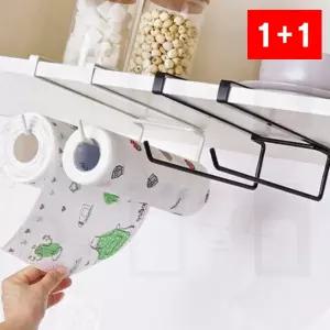 키친타올 걸이 더블 꽂이 주방 종이 수납 랩 선반 벽 부착