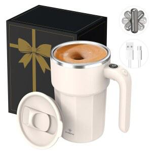 셀프 교반 커피 머그잔, 12온스 마그네틱 컵 USB 충전식, & 우유 자동 혼합 크림