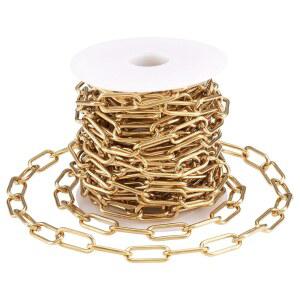 판다홀 16.4피트 304인치 스테인리스 스틸 클립 체인 목걸이 황금 도금 17x7x1.6mm 용접되지 않은 튼튼한