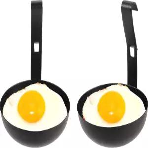 맛있는 아침 식사나 즉석 라면 재료 반찬을 만들기 위한 2개의 밀렵 달걀 컵 스테인리스 스틸 매달기