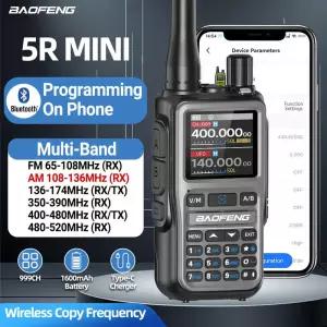 바오펑 UV-5R 미니 무전기 블루투스 프로그래밍 무선 복사 주파수 풀 밴드 999CH AM FM 타입-C 장거리 햄