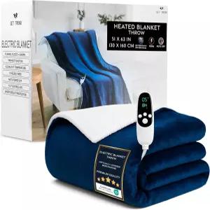 온열 담요 전기 고급 플리스 던지기 9가지 열 설정 및 12시간 자동 차단 할머니 할아버지 어르신을 위한