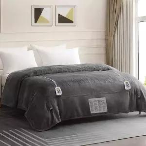 HYNEMO 가열 담요 퀸 사이즈(듀얼 컨트롤 포함) 84 x 90 마이크로 플러시 플란넬 전기