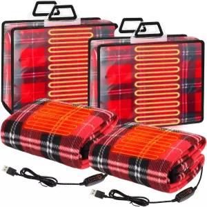 Tuanse 2개 USB 온열 담요 25 x35 소형 휴대용 5v 3 세팅 전기 타이머 및 온도 조절기 포함 겨울 웨어러블