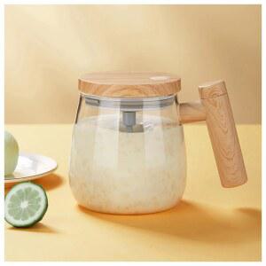 FOXNSK 셀프 교반 머그잔, 400mL 전기 믹싱 컵 고보로실리케이트 유리 커피 커피/우유/단백질 파우더에