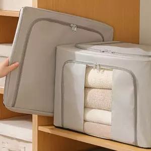 (eTV) 1+1 싹정리 철제프레임 리빙박스 대용량 정리 보관함 66L (총 2P)