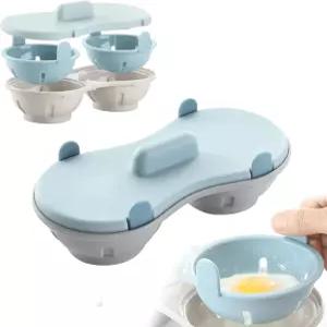 전자레인지 달걀 밀렵솥 - 배수 바구니가 있는 듀얼 동굴 밀렵 제조기 계량컵이 BPA 프리 찜기 아침 식사용