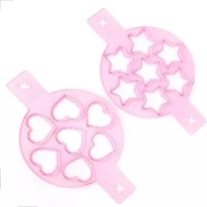 최고의 밀렵꾼 핑크 팬케이크 논스틱 실리콘 오믈렛 아침 DIY 세트 2개