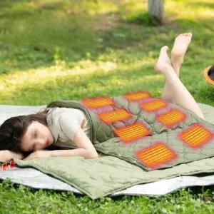 전기담요 USB 휴대용 온도조절 8열선 차박용 담요 발열 누빔 캠핑 3단 전기요