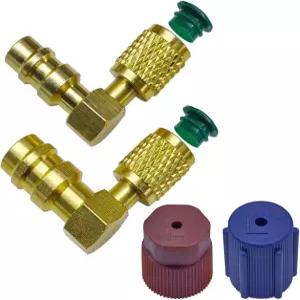 UHANBUT R12 ~ R134 A/C 냉매 개조 피팅 고/저 교류 포트 변환 어댑터 먼지 캡이 있는 90° 퀵 커플러 밸브