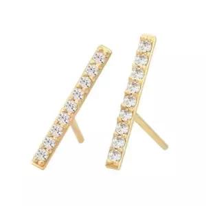 여자귀걸이 GOLD 골드 큐빅 스틱 일자침 데일리 금 귀걸이 14K
