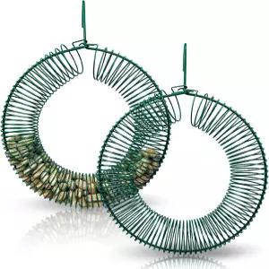 거대한 잎 2피스 땅콩 새 모이통 야외 새와 다람쥐 모이통을 위한 걸이 후크가 달린 행잉 화환 원형 금속