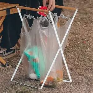 유닛쓰레기봉투걸이 화이트 실외쓰레기통 캠핑쓰레기통 접이식휴지통