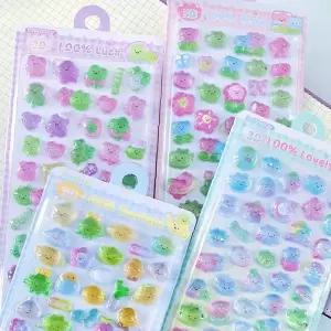 입체 젤리 장식 스티커 12p 정원 패턴 다이어리 꾸미기 노트 데코 어린이 문구