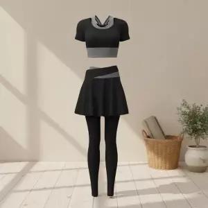 [다잇템] 여성 요가필라테스 봄여름 반소매 치마레깅스_24587515_588872