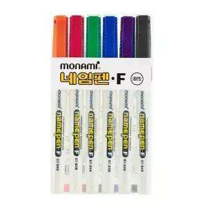 [셀러에이드](Monami) 모나미 네임펜 F 6색 세트 유성네임펜