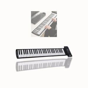 FAUOSWUK 61키 롤업 피아노 휴대용 전자 키보드 피아노, 128톤 128 리듬 45 데모 노래, 초보 전문가를 위한 미디 인터페이스