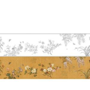 화조도 도안 동양화 채색화 그림 한국채색화 모사 백묘 미술 동백 공작새 공필화 1