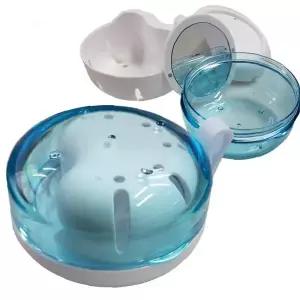 치아보철물 렌즈 소품 휴대 보관함 투명 뚜껑 위생용기 여행 외출용 케이스 블루