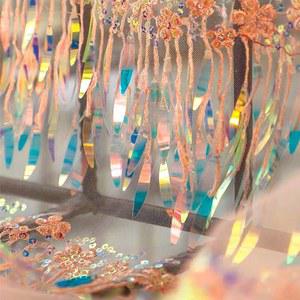 여성용 화려한 색상 구슬 자수 레이스 트림 원단 DIY 바느질 웨딩 의류 아플리케 패치 야드