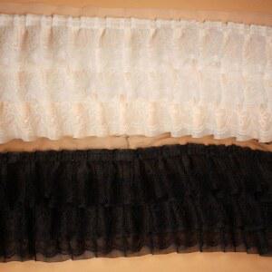 3D 메쉬 쉬폰 원단 자수 프릴 트림 의류 칼라 바느질 장식 화이트 블랙 레이어 13CM 너비