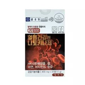 종근당 혈행건강엔 나토키나제 HK나토배양물 철분 아연 비타민B6 400mg 30정 6박스