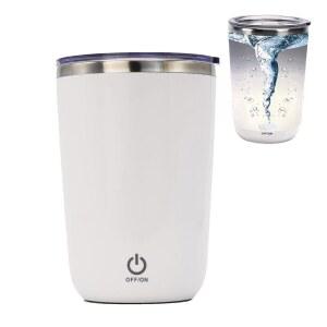 다시과 충전식 셀프 교반 머그컵 - 사무실/주방/여행/홈 커피/차/핫 초콜릿/우유-350ml/11 8온스 화이트 용 마그네틱 전기 자동 혼합 스테인리스 스틸