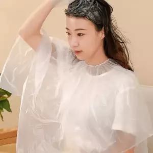 미용실 염색 커트 일회용 비닐 가운 10매 투명 방수 헤어 시술 보호복