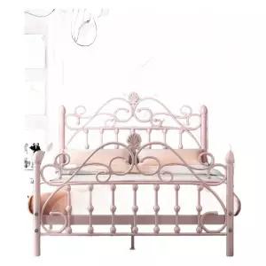 철제 프레임 공주침대 북유럽 공주풍 하이 타입 핑크 1000x1900mm
