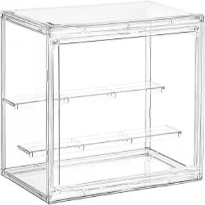 아크릴 디스플레이 케이스 투명 조절 가능 박스 스탠드 2개의 이동식 칸막이 소장품용 소형 쇼케이스