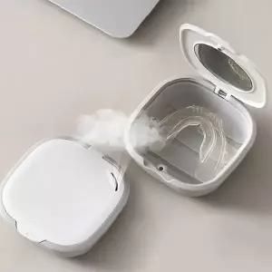 휴대용 의치 보관 케이스 틀니 마우스피스 거울 일체형 미니 위생 보호 휴대 통