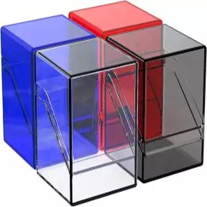 KKU 4 팩 카드 덱 케이스 트레이딩 보관함 아크릴 홀더 스포츠 카드에 맞는 400개 이상의 소매