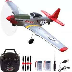 루프월드 P51D 머스탱 RC 비행기 6축 자이로 4CH RTF 원격 제어 WW2 전투기 2.4GHz 안티잼 기술 탑재