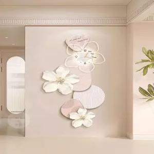 모란꽃 조명 액자 D 아트월 고화질 미러 벽시계