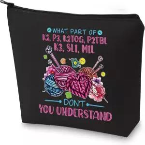 WZMPA 재미있는 뜨개질 화장품 가방 실 수집가 선물 n메이크업 지퍼 파우치 상품 n이해하지 못하는 부분