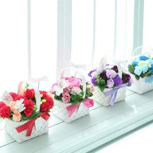 VCO 화이트 직사각 카네이션 바구니 비누꽃