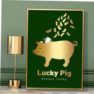 힐링그림 황금돼지 그림 액자 풍수그림 돈들어오는 A3 PIG3