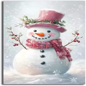 MNFGMH 스노우맨 크리스마스 월 아트 겨울 홀리데이 캔버스 프린트 그림 선물 축제 홈 데코 롤 16x24 인치