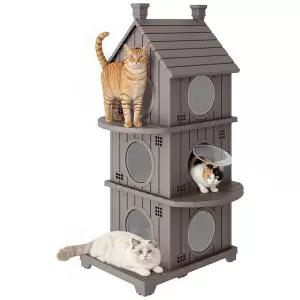 지오리빙 CH115C 3단 고양이집 강아지집 캣타워 개집 야외 마당 애완견 하우스 사계절 숨숨집 화장실