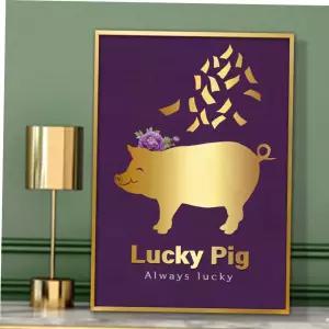 아파트실내인테리어 황금돼지 그림 액자 풍수그림 돈들어오는 A3 PIG2