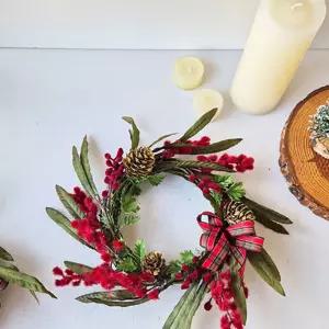 레드폼 미니 리스 겸 캔들링 크마스 장식 조화트리 크마스리스 벽장식 꽃리스 장신구 도어 트리용