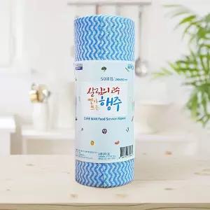 빨아쓰는행주 부직포 주방 위생 키친타올 다회용 롤형 50매 블루