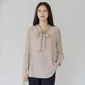 엄마옷 마담4060 타이배색루즈핏블라우스 -QBL2603020-