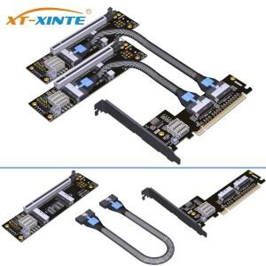 PCIe 4.0x16 MCIO 그래픽 카드 분할 확장 케이블 지원 1 ~ 2 GEN4 PCI-E X16 X8 분기 어댑터 라이저