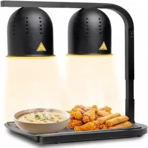SYBO DL2112 상용 등급 식품 열 램프 휴대용 전기 워머 2-벌브 500W 스탠드형 블랙