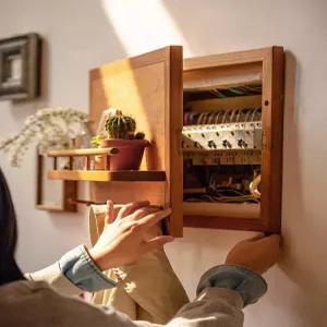 원목 두꺼비집 가리개 배전판 액자 배전함 모던한 선반 벽 월넛 라탄